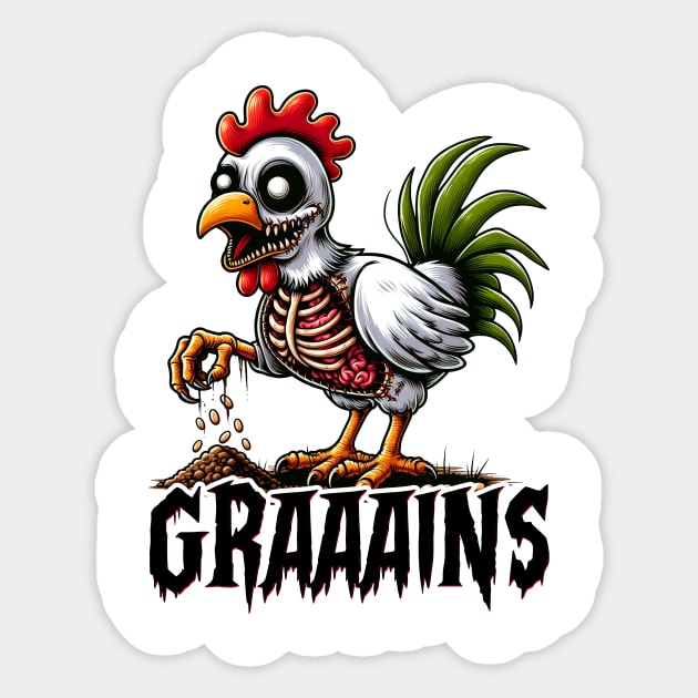 Undead Zombie Chicken Grains Sticker by cyryley